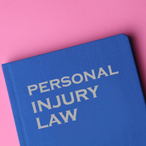 Blue book titled 'Personal Injury Law' on a pink background - Gary Kendell